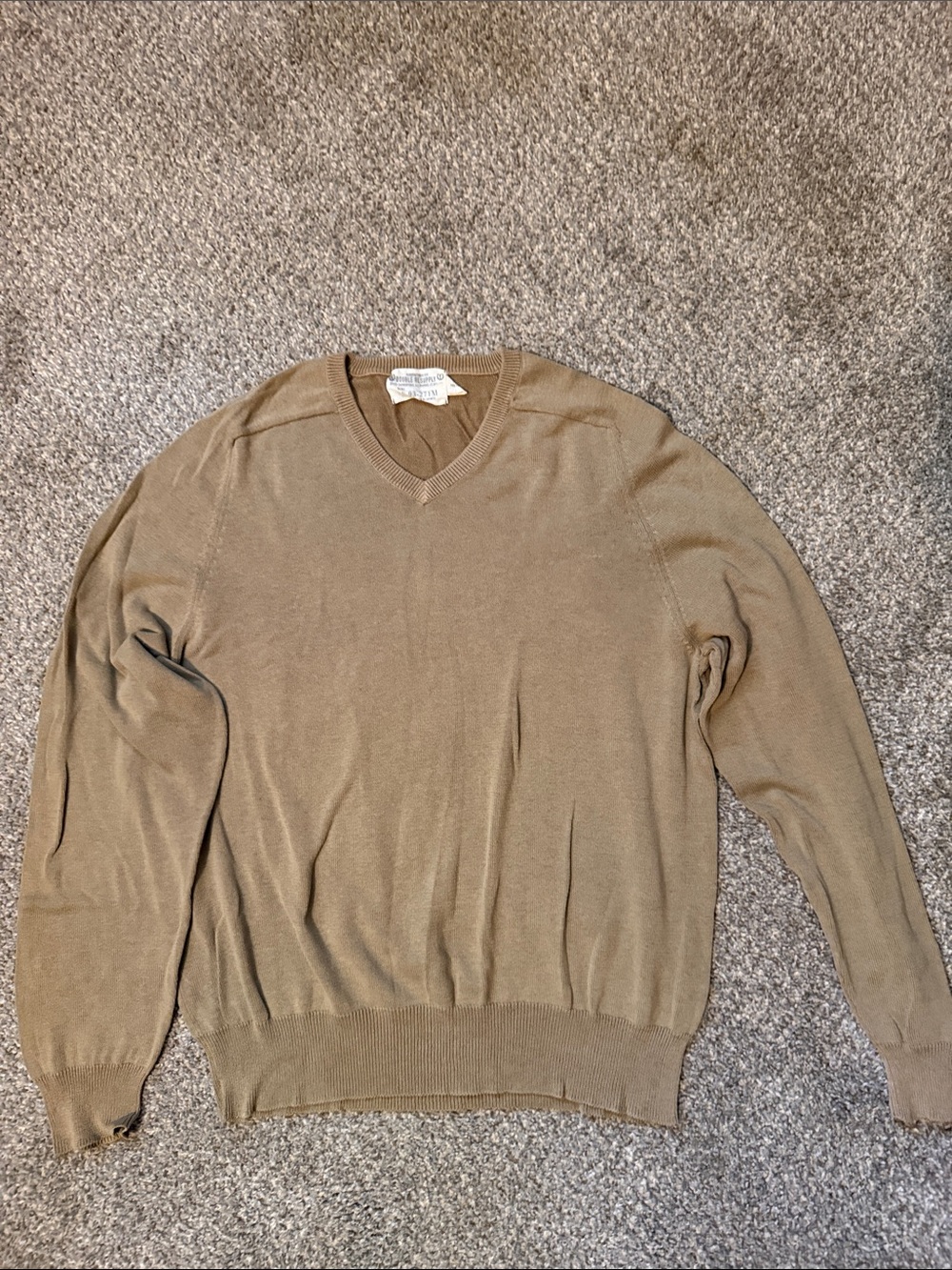 Ralph Lauren Double RL Men's V-Neck Sweater in Tan